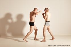 Underwear Martial art Man - Man White Moving poses Slim Short Blond Dynamic poses Academic