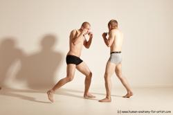 Underwear Martial art Man - Man White Moving poses Slim Short Blond Dynamic poses Academic