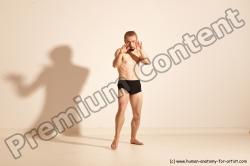 Underwear Martial art Man White Moving poses Athletic Short Brown Dynamic poses Academic