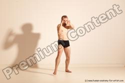 Underwear Martial art Man White Moving poses Athletic Short Brown Dynamic poses Academic