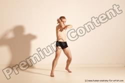 Underwear Martial art Man White Moving poses Athletic Short Brown Dynamic poses Academic