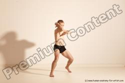 Underwear Martial art Man White Moving poses Athletic Short Brown Dynamic poses Academic