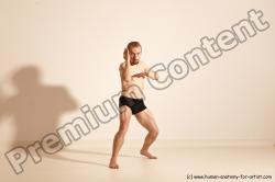 Underwear Martial art Man White Moving poses Athletic Short Brown Dynamic poses Academic