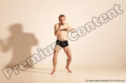 Underwear Martial art Man White Moving poses Athletic Short Brown Dynamic poses Academic