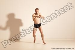 Underwear Martial art Man White Moving poses Athletic Short Brown Dynamic poses Academic