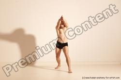 Underwear Martial art Man White Moving poses Athletic Short Brown Dynamic poses Academic