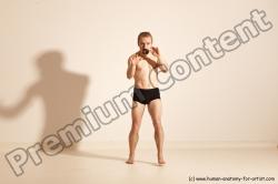 Underwear Martial art Man White Moving poses Athletic Short Brown Dynamic poses Academic