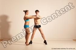 Underwear Woman - Man White Slim Short Brown Dancing Dynamic poses Academic