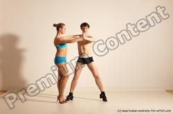 Underwear Woman - Man White Slim Short Brown Dancing Dynamic poses Academic