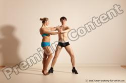 Underwear Woman - Man White Slim Short Brown Dancing Dynamic poses Academic