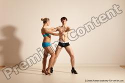 Underwear Woman - Man White Slim Short Brown Dancing Dynamic poses Academic