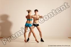 Underwear Woman - Man White Slim Short Brown Dancing Dynamic poses Academic