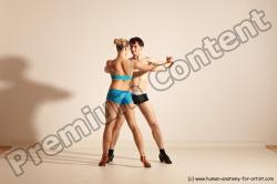 Underwear Woman - Man White Slim Short Brown Dancing Dynamic poses Academic