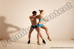 Underwear Woman - Man White Slim Short Brown Dancing Dynamic poses Academic