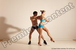 Underwear Woman - Man White Slim Short Brown Dancing Dynamic poses Academic