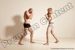 Underwear Martial art Man - Man White Moving poses Slim Short Blond Dynamic poses Academic