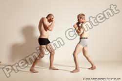 Underwear Martial art Man - Man White Moving poses Slim Short Blond Dynamic poses Academic