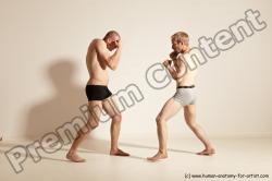 Underwear Martial art Man - Man White Moving poses Slim Short Blond Dynamic poses Academic