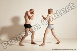 Underwear Martial art Man - Man White Moving poses Slim Short Blond Dynamic poses Academic