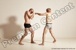 Underwear Martial art Man - Man White Moving poses Slim Short Blond Dynamic poses Academic