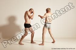 Underwear Martial art Man - Man White Moving poses Slim Short Blond Dynamic poses Academic