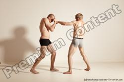 Underwear Martial art Man - Man White Moving poses Slim Short Blond Dynamic poses Academic