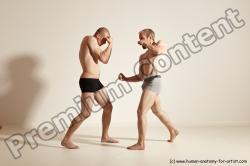 Underwear Martial art Man - Man White Moving poses Slim Short Blond Dynamic poses Academic