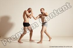 Underwear Martial art Man - Man White Moving poses Slim Short Blond Dynamic poses Academic