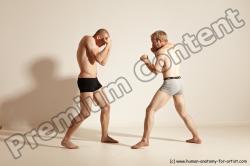 Underwear Martial art Man - Man White Moving poses Slim Short Blond Dynamic poses Academic