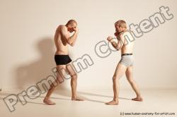 Underwear Martial art Man - Man White Moving poses Slim Short Blond Dynamic poses Academic