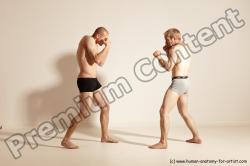 Underwear Martial art Man - Man White Moving poses Slim Short Blond Dynamic poses Academic