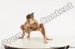 Nude Gymnastic poses White Athletic Long Blond Multi angles poses Realistic