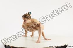 Nude Gymnastic poses White Athletic Long Blond Multi angles poses Realistic