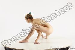 Nude Gymnastic poses White Athletic Long Blond Multi angles poses Realistic