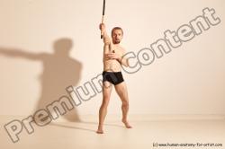 Underwear Fighting Man White Moving poses Slim Short Blond Dynamic poses Academic