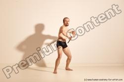 Underwear Fighting Man White Moving poses Slim Short Blond Dynamic poses Academic