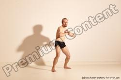 Underwear Fighting Man White Moving poses Slim Short Blond Dynamic poses Academic