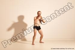 Underwear Fighting Man White Moving poses Slim Short Blond Dynamic poses Academic