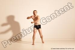 Underwear Fighting Man White Moving poses Slim Short Blond Dynamic poses Academic