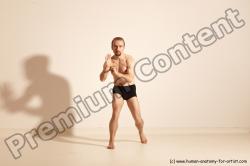 Underwear Fighting Man White Moving poses Slim Short Blond Dynamic poses Academic