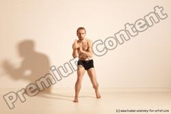 Underwear Fighting Man White Moving poses Slim Short Blond Dynamic poses Academic