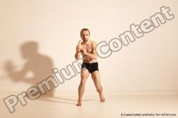 Underwear Fighting Man White Moving poses Slim Short Blond Dynamic poses Academic