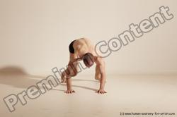 Underwear Gymnastic poses Man White Slim Bald Dancing Dynamic poses Academic