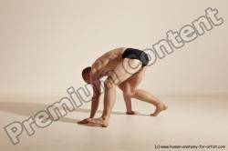 Underwear Gymnastic poses Man White Slim Bald Dancing Dynamic poses Academic