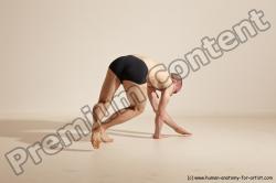 Underwear Gymnastic poses Man White Slim Bald Dancing Dynamic poses Academic