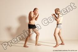 Underwear Martial art Man - Man White Moving poses Athletic Short Brown Dynamic poses Academic