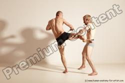 Underwear Martial art Man - Man White Moving poses Athletic Short Brown Dynamic poses Academic