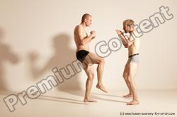 Underwear Martial art Man - Man White Moving poses Athletic Short Brown Dynamic poses Academic