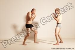 Underwear Martial art Man - Man White Moving poses Athletic Short Brown Dynamic poses Academic