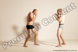 Underwear Martial art Man - Man White Moving poses Athletic Short Brown Dynamic poses Academic